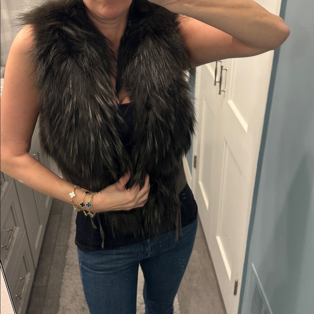 NTW Caribbean Queen Raccoon Fur & suede Vest
